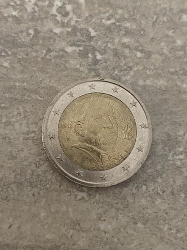 Moneta due euro rara g - due,